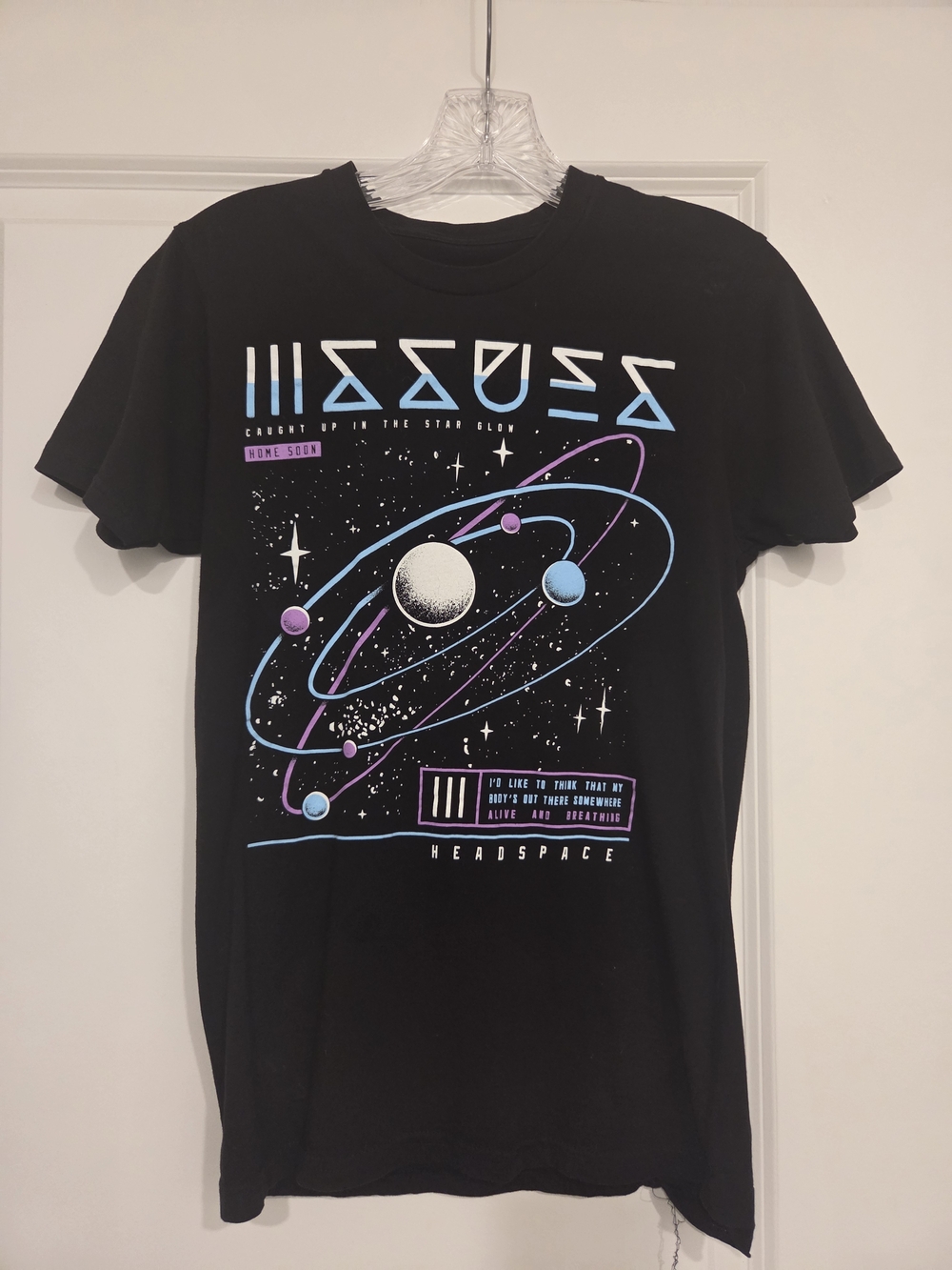 Black 'ISSUES Headspace' Graphic Tee with Pastel Space Design